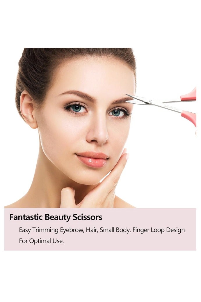 2 Pack Small Beauty Stainless Steel Trimming Eyebrow Scissors for Eyelash Extensions, Facial Nose Hair, 4 Inch - Image 4