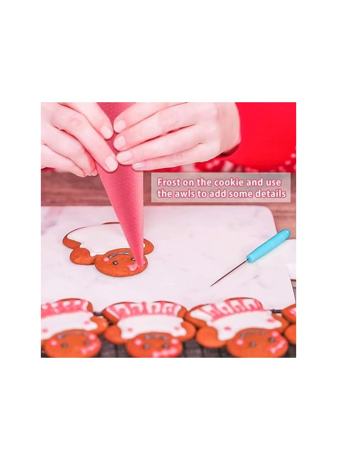 S-TOP 122Pieces Tipless Piping Bags - 100pcs Disposable Piping Pastry Bag for Royal Icing/Cookies Decorating - 10 Pastry Bag Ties,10 Clips 2 Scriber Needle - Cookie/Cake Decorating Tools - Image 2