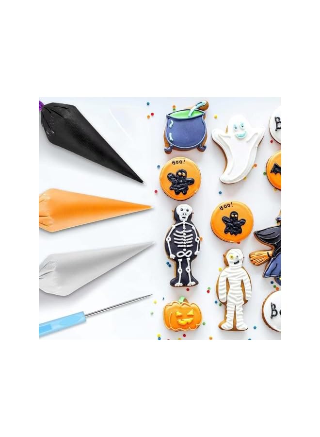 S-TOP 122Pieces Tipless Piping Bags - 100pcs Disposable Piping Pastry Bag for Royal Icing/Cookies Decorating - 10 Pastry Bag Ties,10 Clips 2 Scriber Needle - Cookie/Cake Decorating Tools - Image 3