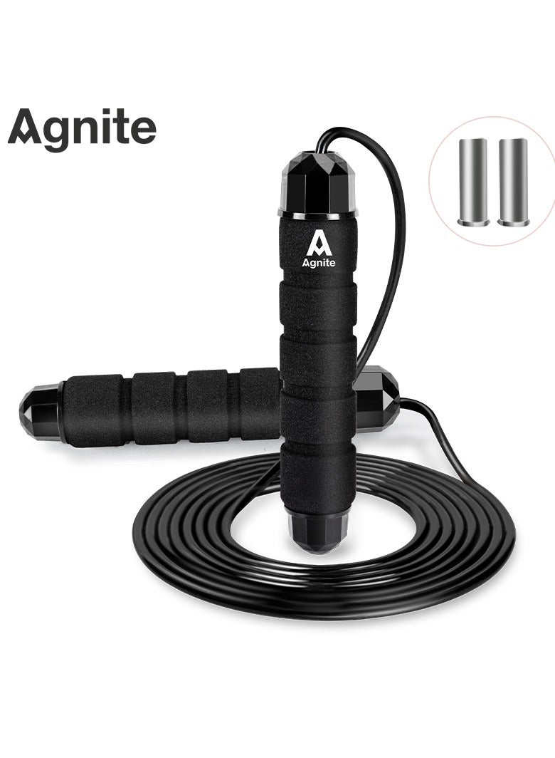 Agnite ER040 2.8m Black Weighted Jump Rope – Ideal for Cardio, HIIT, and Fitness Training - Image 1