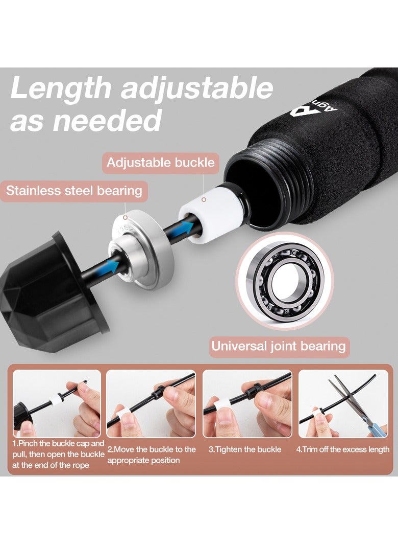 Agnite ER040 2.8m Black Weighted Jump Rope – Ideal for Cardio, HIIT, and Fitness Training - Image 3