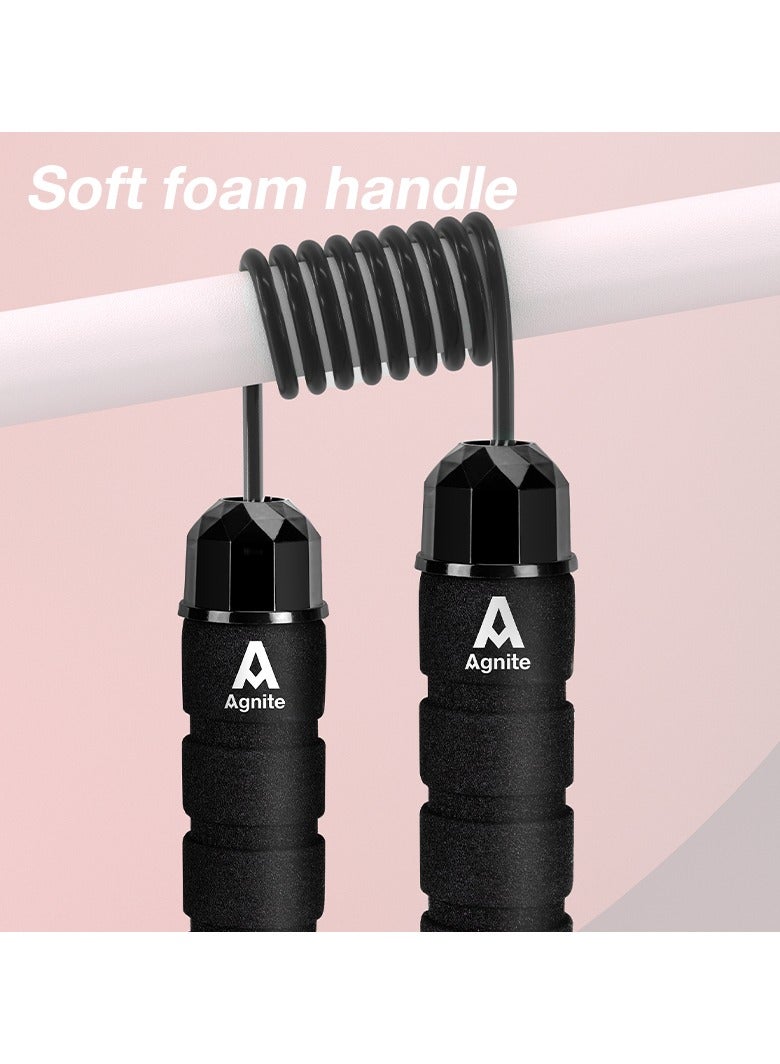 Agnite ER040 2.8m Black Weighted Jump Rope – Ideal for Cardio, HIIT, and Fitness Training - Image 4