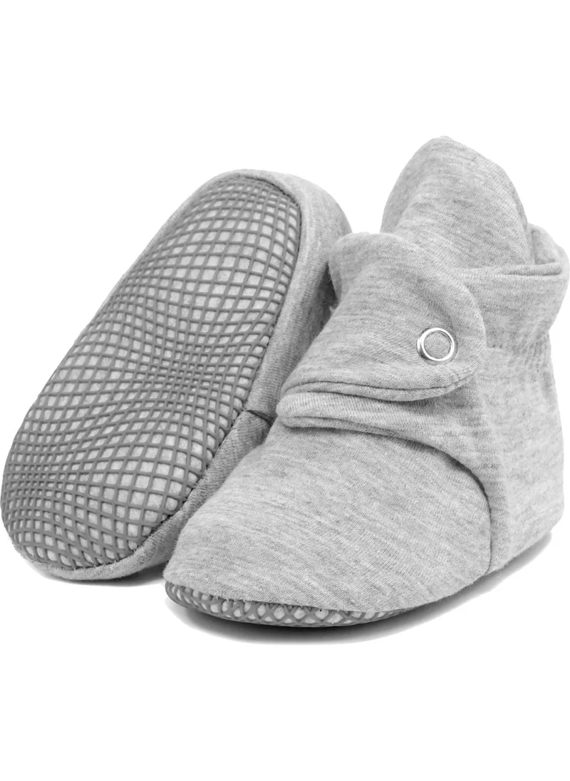 ايلا بونا Organic Cotton Baby Slippers, Non-Slip Sole, Newborn Booties, Home Nursery Shoes, Starry Gray