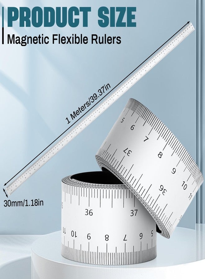 Relaxweex 1 Pcs 39.37 Inch Magnetic Ruler Flexible Ruler with Both Inches and Centimeters Magnet Measuring Tape, Suitable for Lathes, Workshops, Table Saws, Mills, Easy to Take - Image 2