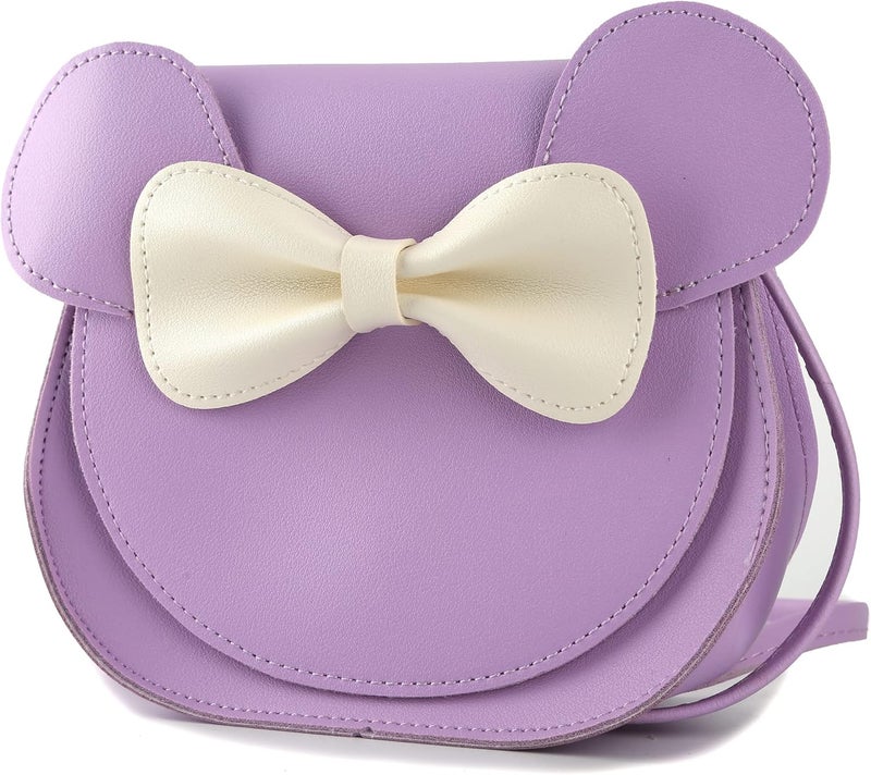 QiMing Little Mouse Ear Bow Crossbody Purse,PU Shoulder Handbag for Kids Girls Toddlers - Image 2