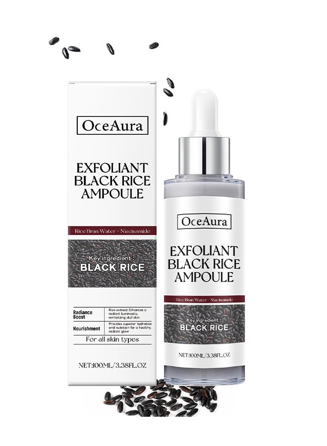  اوساورا أمبول تقشير الأرز الأسود، أمبول تقشير بيل شوت للجمال بإشراقة الأرز الأبيض، مقشر ناعم للوجه والجسم لإزالة خلايا الجلد الميت - أرز أسود، 100 مل - Image 1