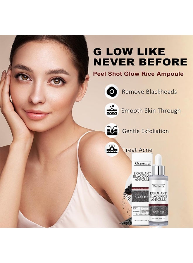  اوساورا أمبول تقشير الأرز الأسود، أمبول تقشير بيل شوت للجمال بإشراقة الأرز الأبيض، مقشر ناعم للوجه والجسم لإزالة خلايا الجلد الميت - أرز أسود، 100 مل - Image 4