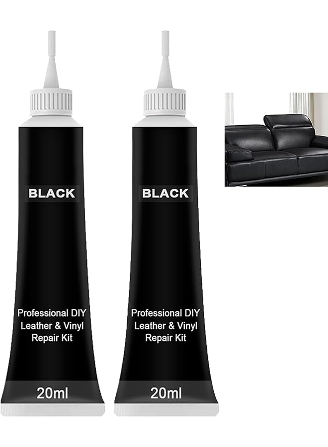 Generic Leather Repair Cream,Leather Recoloring Balm,Leather Restorer,Leather Restoration,Leather Glue For Furniture,Couch,Car Seats,Sofa, Jacket, Black, 2Pc - Image 1