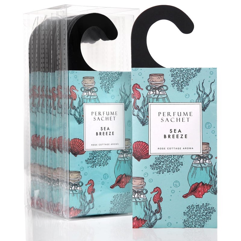 ROSE COTTAGE Large 12 Packs Sea Breeze Hanging Closet Deodorizer Air Freshener Long Lasting Scented Sachets Smell Goods for House - Image 1