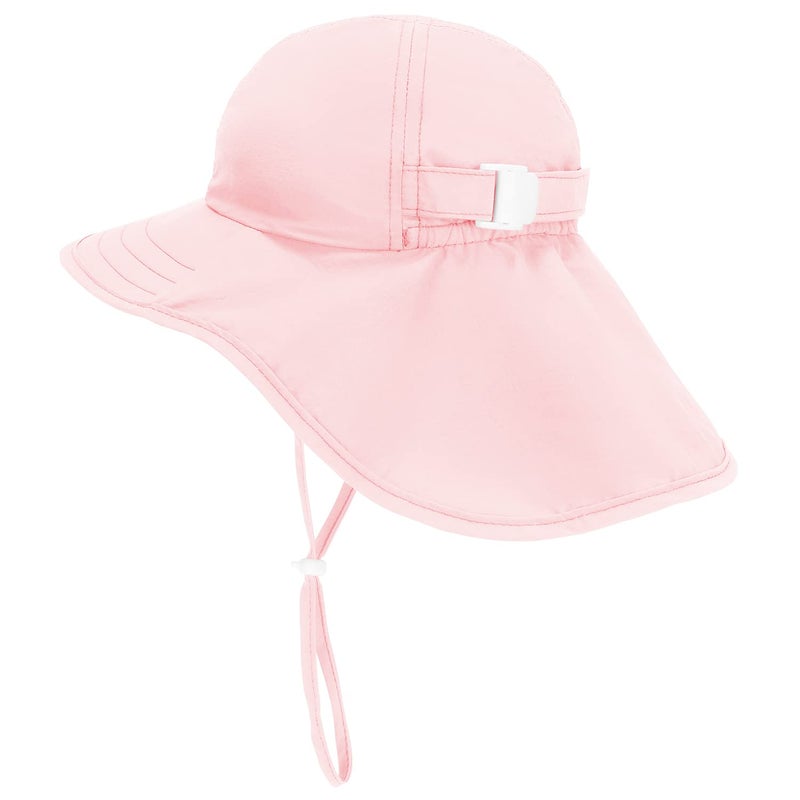 Zelda Matilda Sunhat Infant Toddler & Kids Summer Water Flap Baby Swim hat UPF 50 Boy & Girl Beach (US, Age, 0 Months, 6 Months, Light Pink) - Image 2