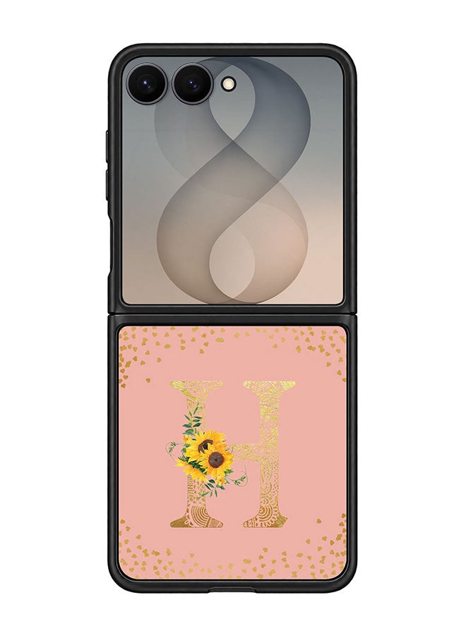 Stylizedd Rugged Case for Samsung Galaxy Z Flip8- Slim Fit Hybrid Rubber Cover Sunflower Monogram - H (Rose Pink)