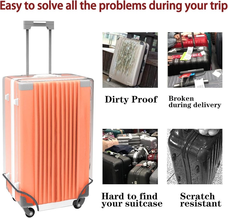 Esholife Clear PVC Luggage Cover Protectors 28 Inch Suitcase Cover for Suitcase TSA Approved 26-28Inch (25.98''H x 20.07''L x 12.40''W) - Image 5