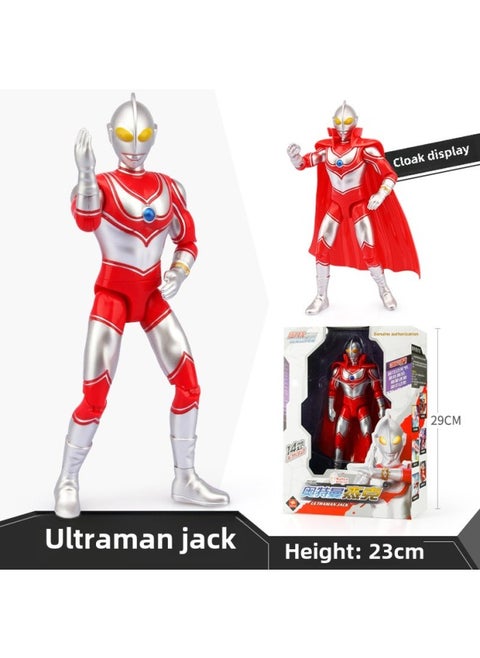 Jinjiang Genuine 14-joint Movable Ultraman Five Brothers Model With Cloak Children Ultraman Toy UT5500-Color:UT5500B Jack Ultraman 25cm