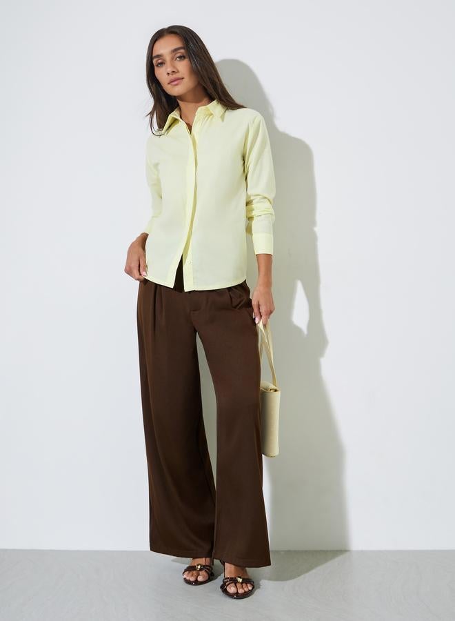 Styli Yellow Solid Long Sleeves Regular Fit Shirt - Image 2