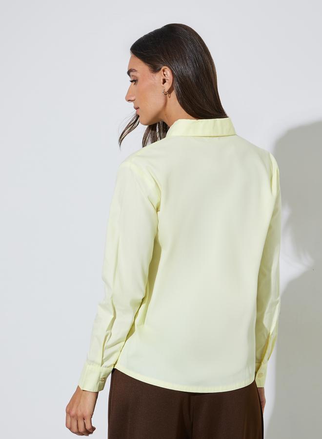 Styli Yellow Solid Long Sleeves Regular Fit Shirt - Image 4
