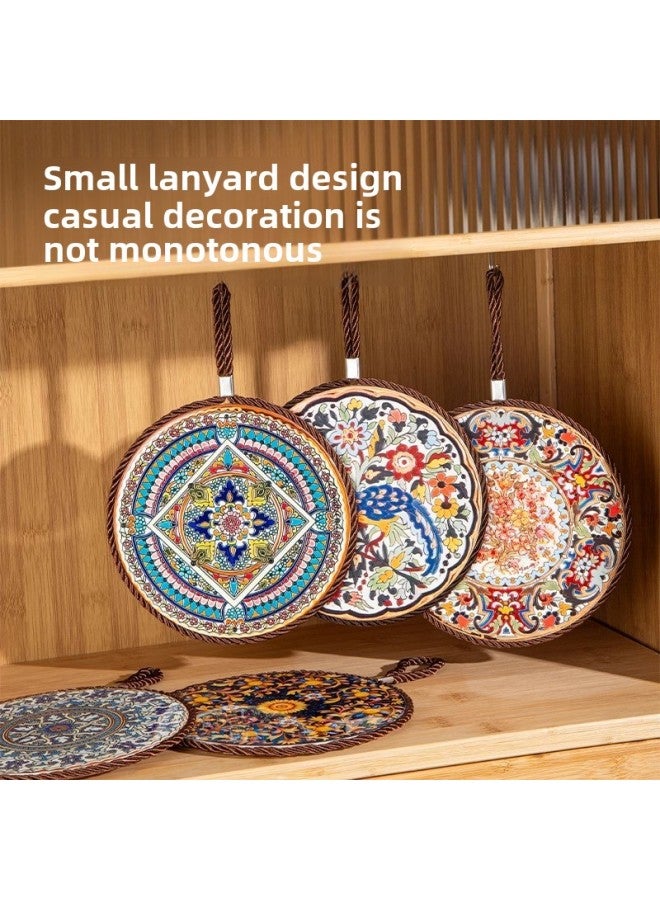 Retro Heat Insulation Pad High Temperature Resistant Casserole Anti-scalding Pad Enamel Pot Cushion Ceramic New Chinese Style Non-slip Dining Table Plate Cushion-color:Shengshi Lotus + Huangxin  - Image 4