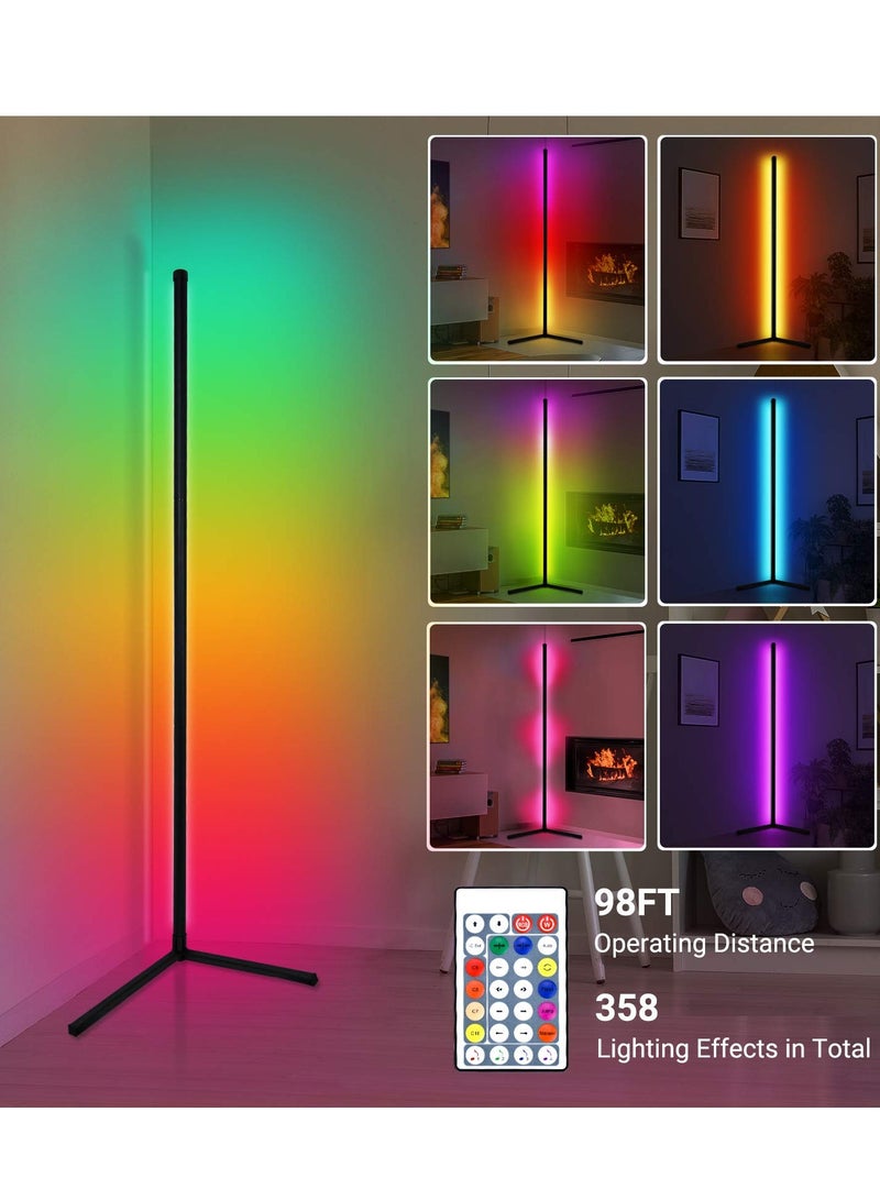 مصباح زاوية LED RGB – ضوء أرضي متعدد الألوان بتدرج مع جهاز تحكم عن بعد لتزيين المنزل العصري والإضاءة المحيطة - Image 1