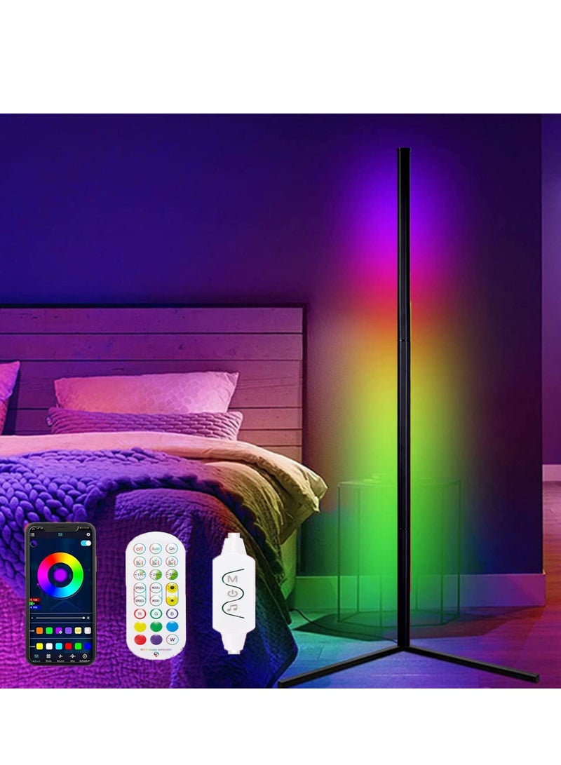 مصباح زاوية LED RGB – ضوء أرضي متعدد الألوان بتدرج مع جهاز تحكم عن بعد لتزيين المنزل العصري والإضاءة المحيطة - Image 4