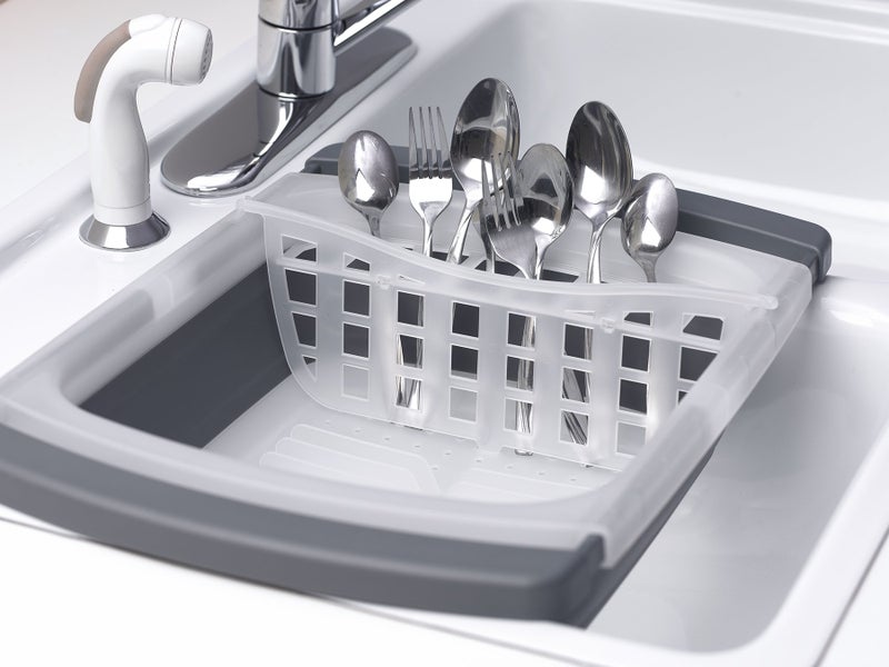 PrepWorks Collapsible Dish Drainer - Space-Saving, Expandable Dish Rack for Drying Plates, Cups, and Kitchen Utensils, Extends from 16.5" to 26.75" to Fit Over Most Sinks - Image 2