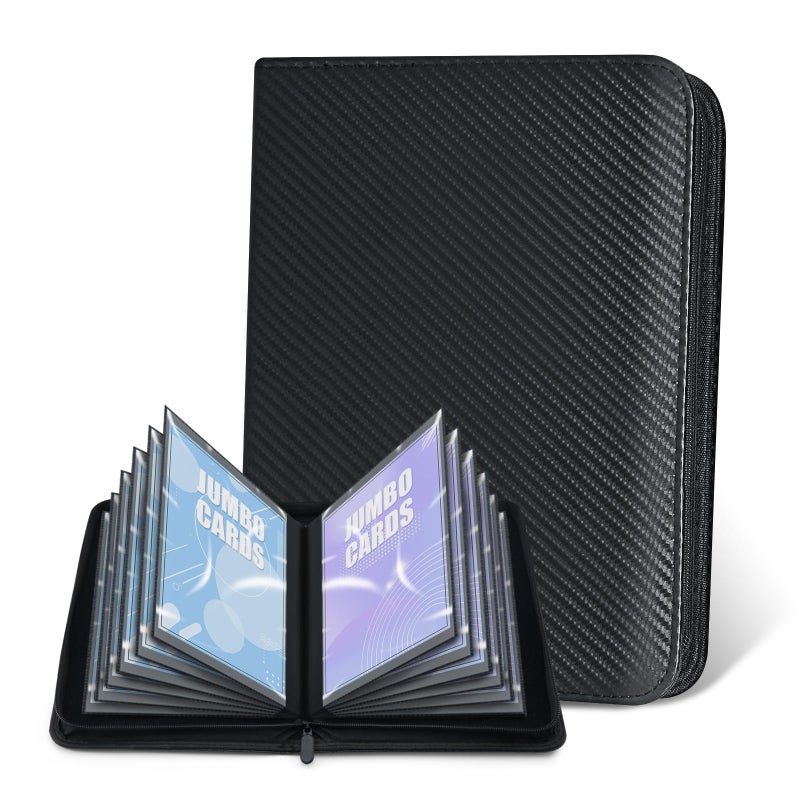 WITHYU Jumbo Card Binder for PKMâ€“ WITHYU PU Leather Ringless Card Collection Binder with 60 Pockets, 5.7'' x 7.9''Card Holders Storage Album for Game Card (Carbon Black) - Image 1