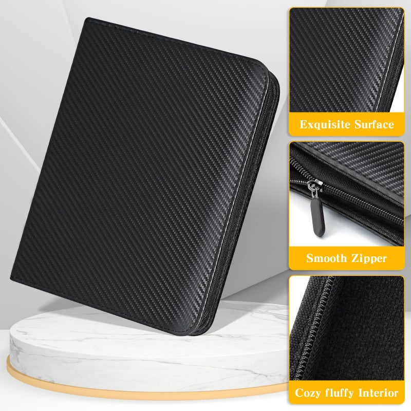 WITHYU Jumbo Card Binder for PKMâ€“ WITHYU PU Leather Ringless Card Collection Binder with 60 Pockets, 5.7'' x 7.9''Card Holders Storage Album for Game Card (Carbon Black) - Image 3