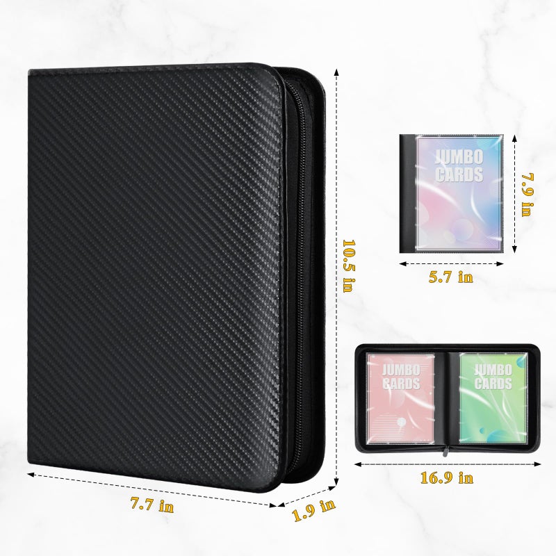 WITHYU Jumbo Card Binder for PKMâ€“ WITHYU PU Leather Ringless Card Collection Binder with 60 Pockets, 5.7'' x 7.9''Card Holders Storage Album for Game Card (Carbon Black) - Image 2