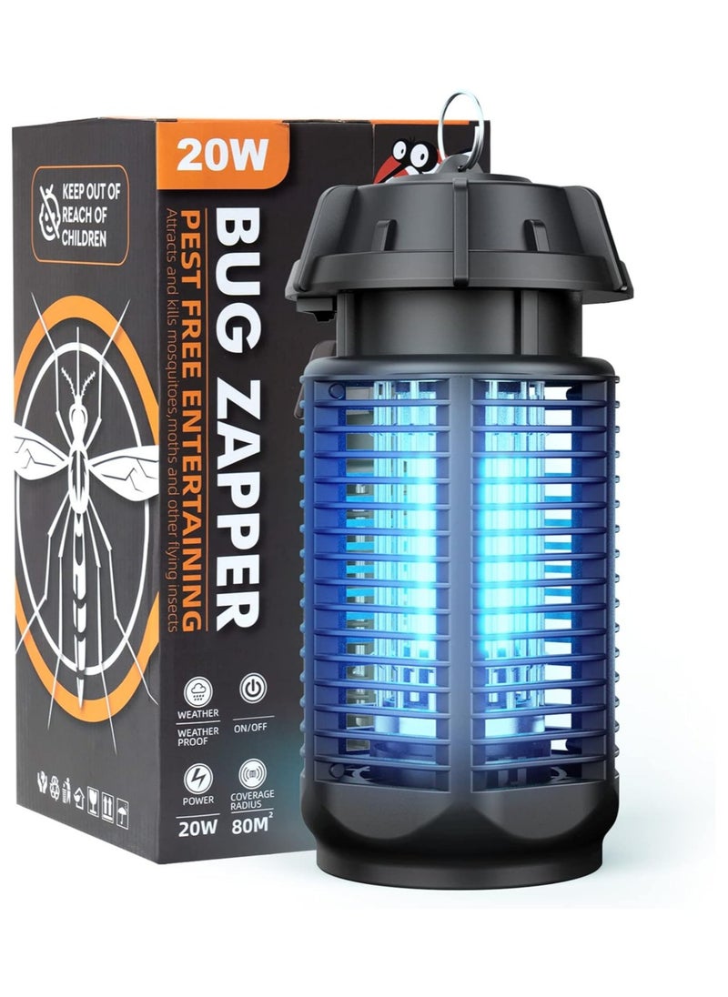 TOMSHOO Bug Zapper, 20W/4000v Electric Mosquito Zapper Portable Mosquito Killer Lamp Waterproof Fly Trap Insect Killer for Indoor and Outdoor Home Backyard Camp Site Garden (Blue 20W)  - Image 1