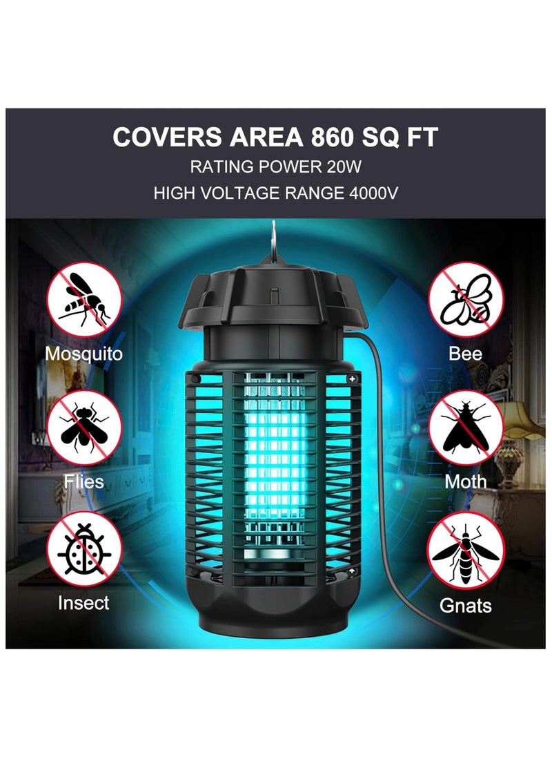 TOMSHOO Bug Zapper, 20W/4000v Electric Mosquito Zapper Portable Mosquito Killer Lamp Waterproof Fly Trap Insect Killer for Indoor and Outdoor Home Backyard Camp Site Garden (Blue 20W)  - Image 2