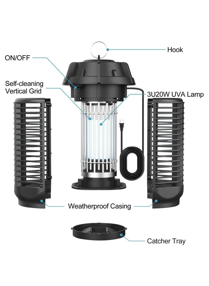 TOMSHOO Bug Zapper, 20W/4000v Electric Mosquito Zapper Portable Mosquito Killer Lamp Waterproof Fly Trap Insect Killer for Indoor and Outdoor Home Backyard Camp Site Garden (Blue 20W)  - Image 5