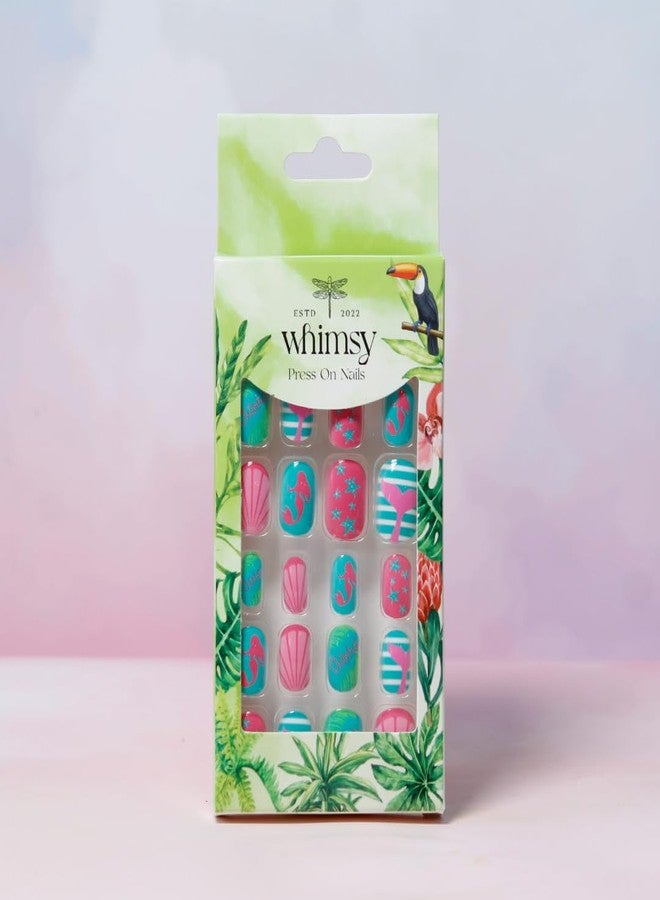 Whimsy Beauty 24pcs Kids Press-On Nails|Reusable Artificial Stick on Nail Set|Lightweight, Long Lasting, Easy to Use|Quick Fix Nails for Kids (Mermaid) - Image 1