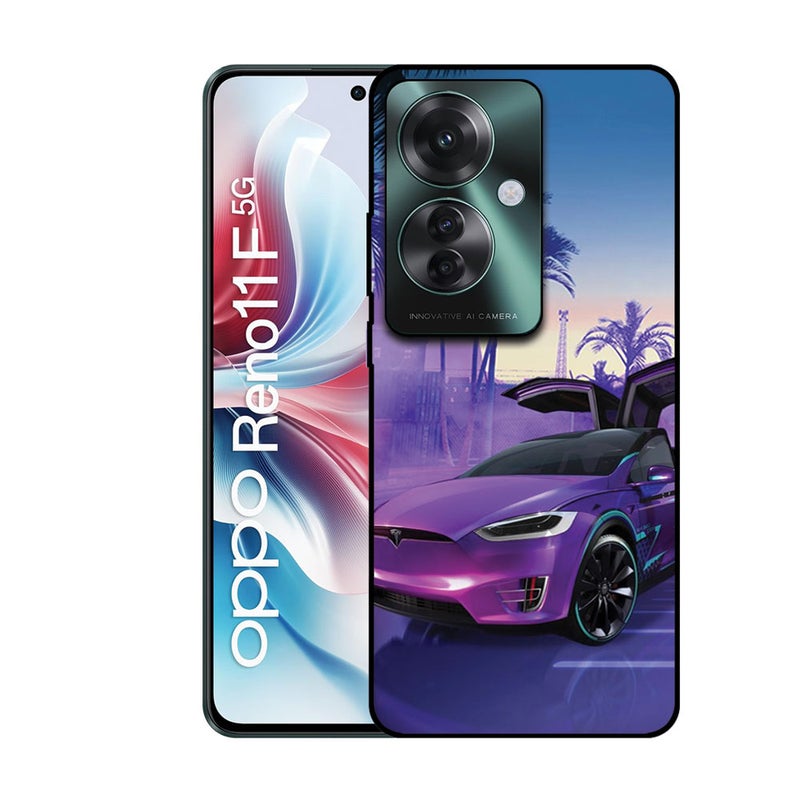 EYE CATCH Printed Protective Case Cover For Oppo Reno 11 F -  Purple Tesla - Image 1