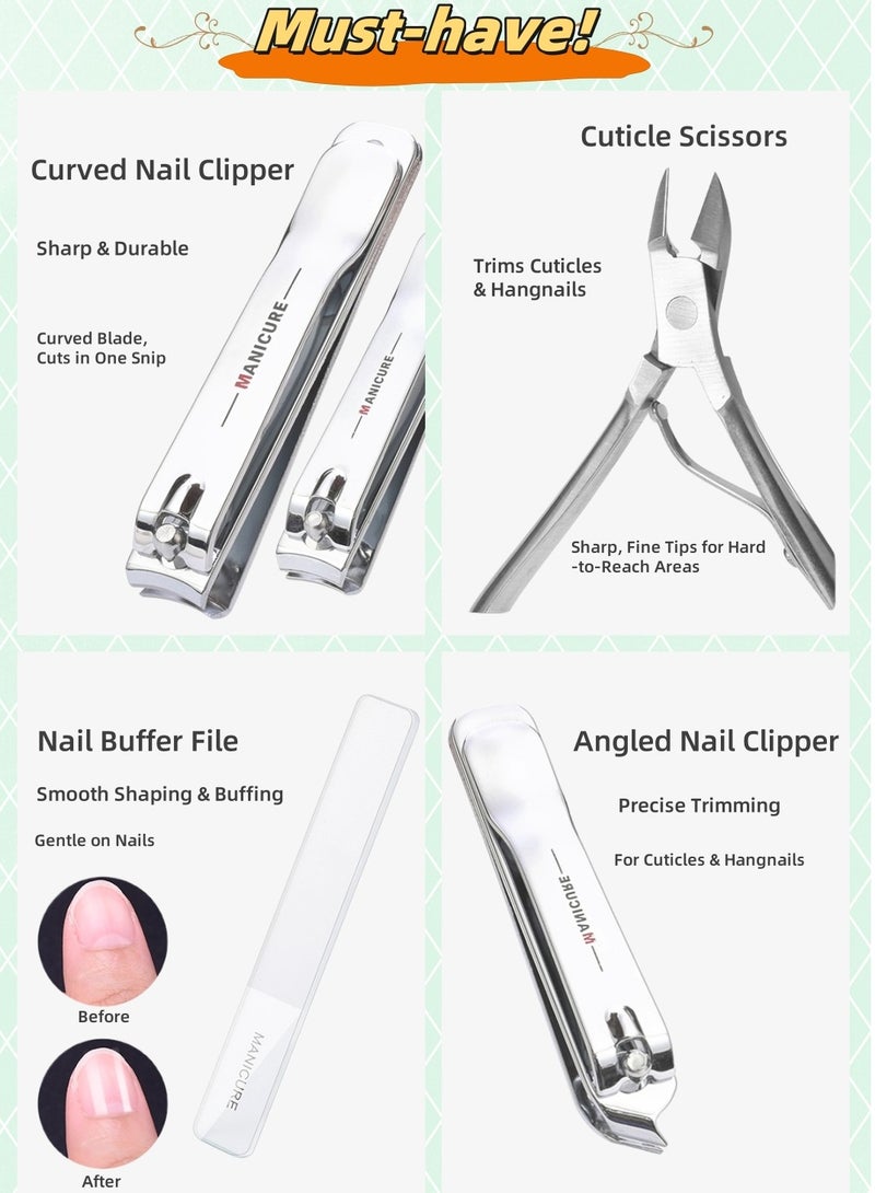 ​ازالة الجلد الميت حول الاظافر شنطة مقص اظافر مقص اظافر 18 قطعة أبيض لؤلؤي - Image 4