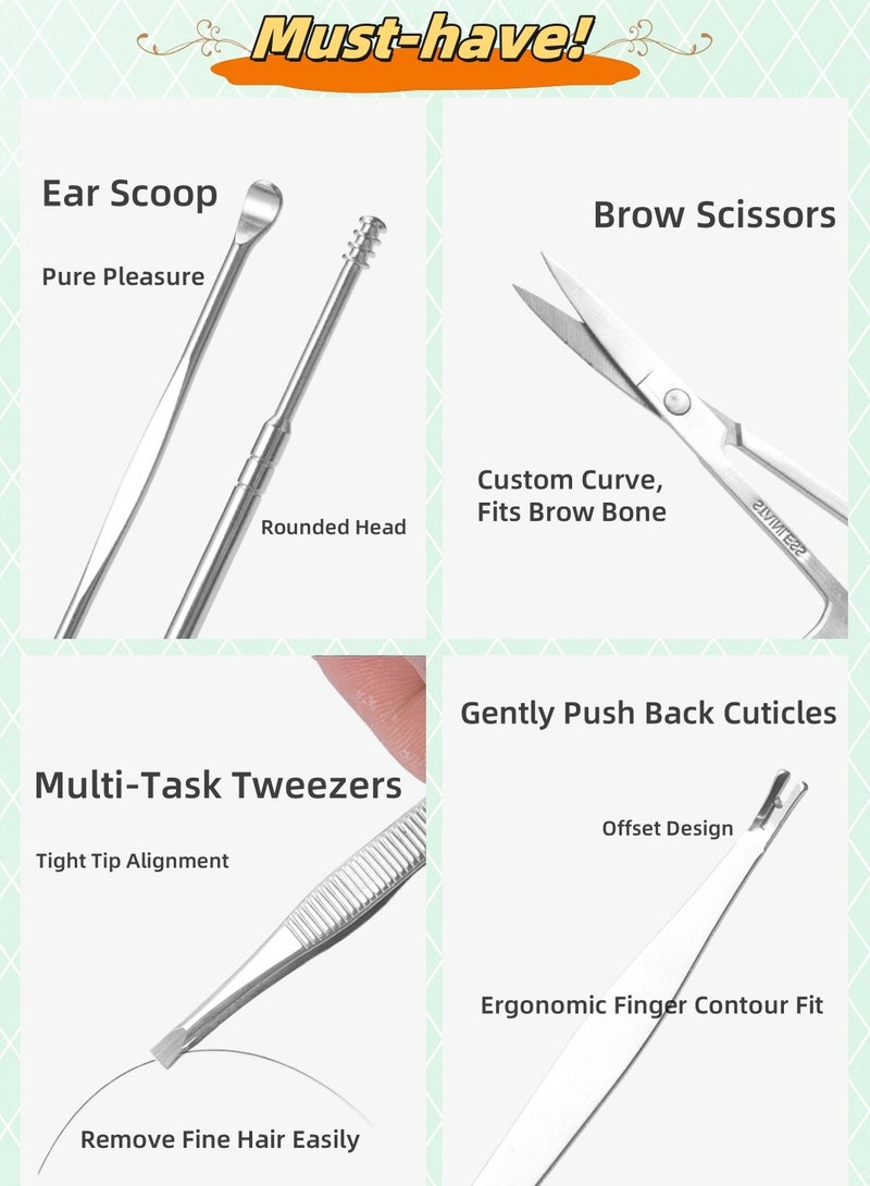 ​ازالة الجلد الميت حول الاظافر شنطة مقص اظافر مقص اظافر 18 قطعة أبيض لؤلؤي - Image 5