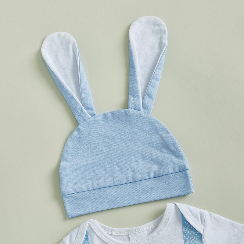 Bonangber Baby Boy Easter Outfit Short Sleeve Romper Newborn Bunny Outfit Jogger Pants Set Cute My First Easter Baby Boy Outfit(A-Blue,0-3 Months) - Image 2