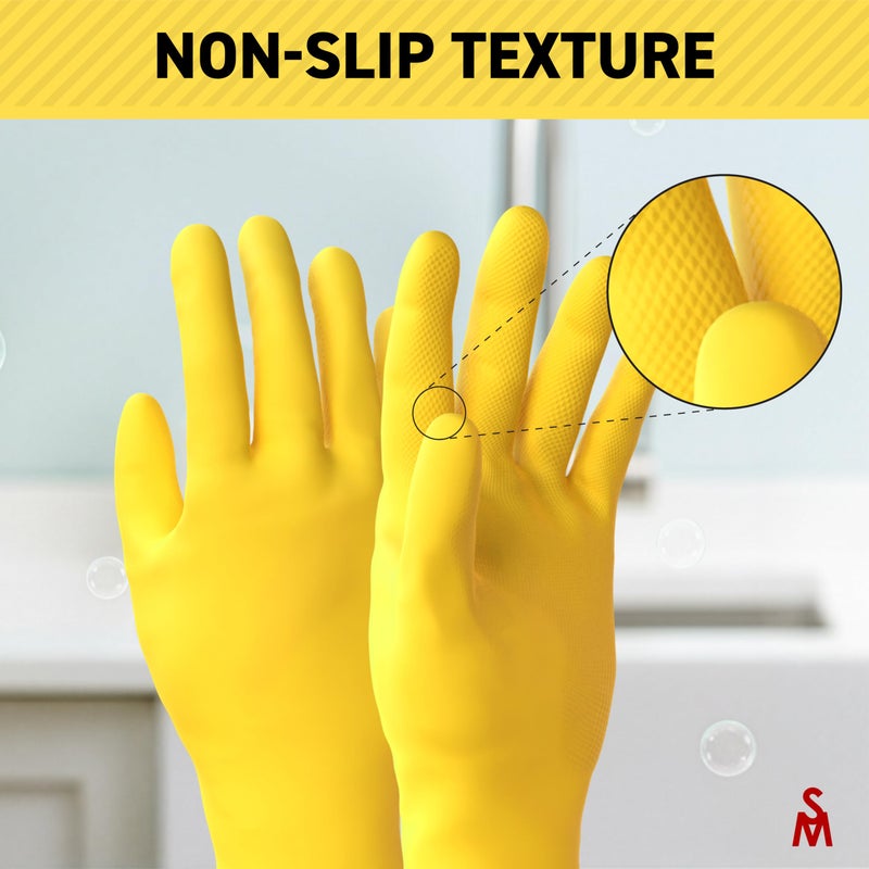 SteadMax 3/6 Pairs Cleaning Gloves, Reusable Natural Rubber Dish Gloves, Waterproof Latex Non-Slip Dishwashing Gloves for Kitchen and Household (Large, 3 Pack) - Image 3