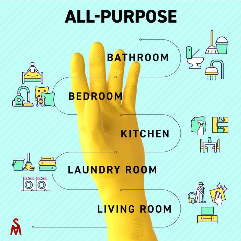 SteadMax 3/6 Pairs Cleaning Gloves, Reusable Natural Rubber Dish Gloves, Waterproof Latex Non-Slip Dishwashing Gloves for Kitchen and Household (Large, 3 Pack) - Image 5