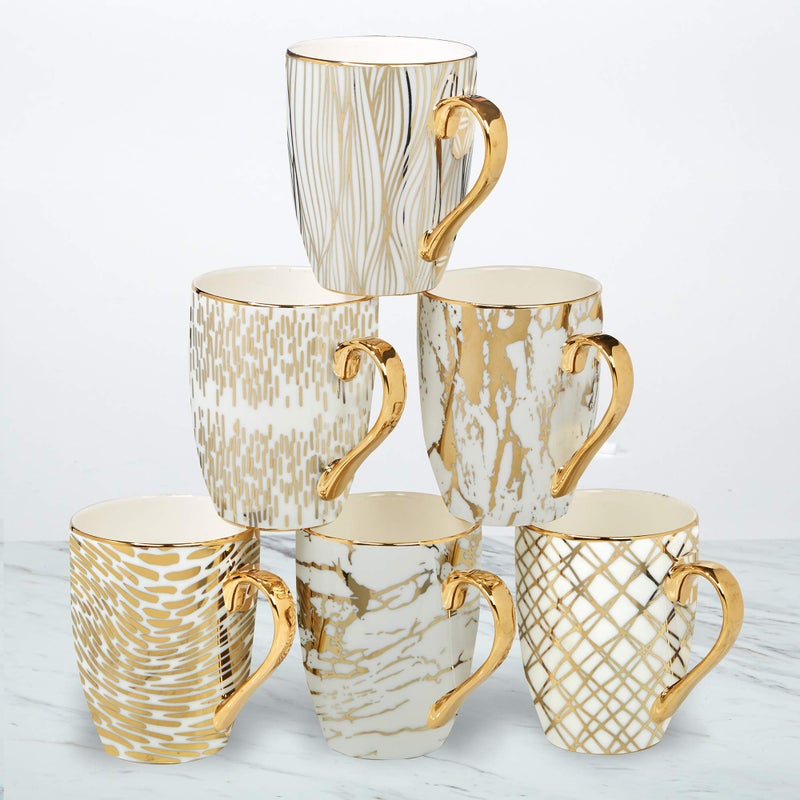 Certified International Certified International 26540SET6 Matrix 16 oz Gold Plated Mugs Set of 6 5 x 325 x 45 Multicolored 1 