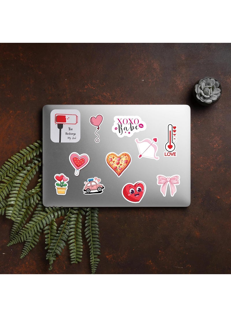 D2c D2C Valentines Day Sticker Pack 58 Pieces LoveThemed Waterproof Decals Romantic Designs for LaptopsJournals Scrapbooks Gift Wrapping Aesthetic Couple Heart Designs  - Image 2