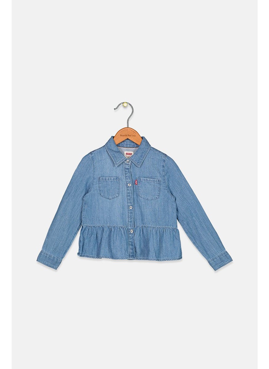 Levi's - Kids Girl Front Pocket Denim Top, Blue - Image 1