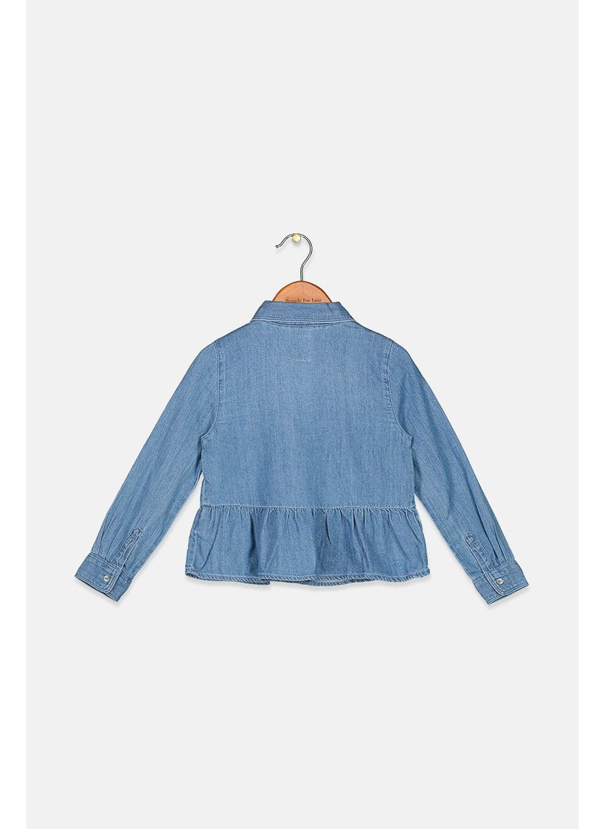 Levi's - Kids Girl Front Pocket Denim Top, Blue - Image 1