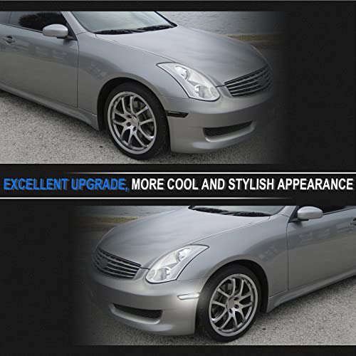 SHINEFIT White LED Side Marker Light Replacement for IN FI NI TI G35 2DR Coupe 2003-2007, Smoke Front Bumper Marker Lamp Compatible with Skyline V35 Coupe 2002-2007 - Image 5