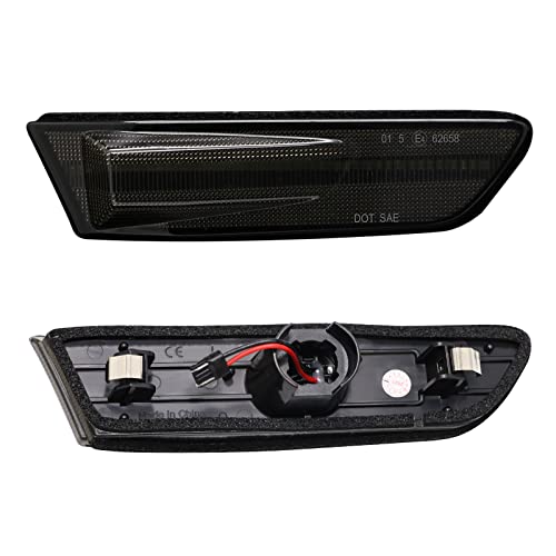 SHINEFIT White LED Side Marker Light Replacement for IN FI NI TI G35 2DR Coupe 2003-2007, Smoke Front Bumper Marker Lamp Compatible with Skyline V35 Coupe 2002-2007 - Image 4