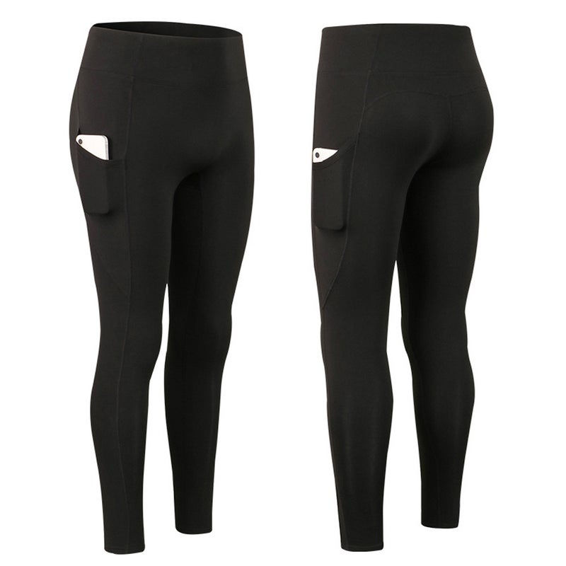 2pcs Women High Waisted Yoga Leggings Fleece Workout Pants Warm Yoga Pants with Pockets - Image 1