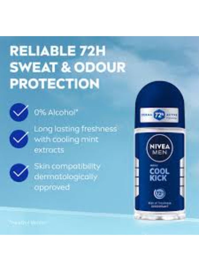 Nivea Men Cool Kick Roll-On Deodorant 50ml - Image 2