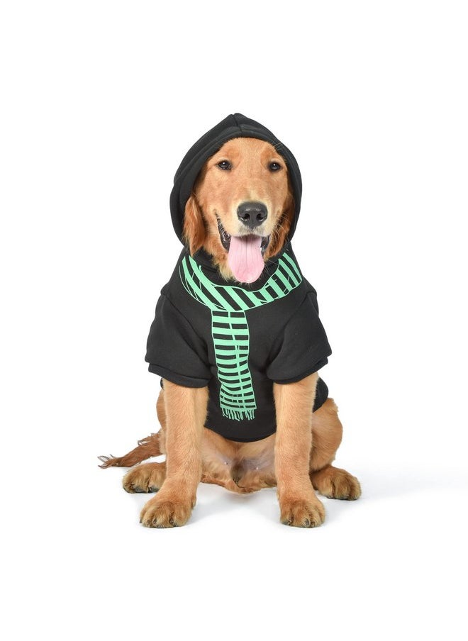 Harry Potter - Harry Potter Slytherin Pet Hoodie with Faux Scarf - Medium | Harry Potter Accessories for Dogs | Harry Potter Dog Accessories for Hogwarts Houses, Slytherin Black - Image 1