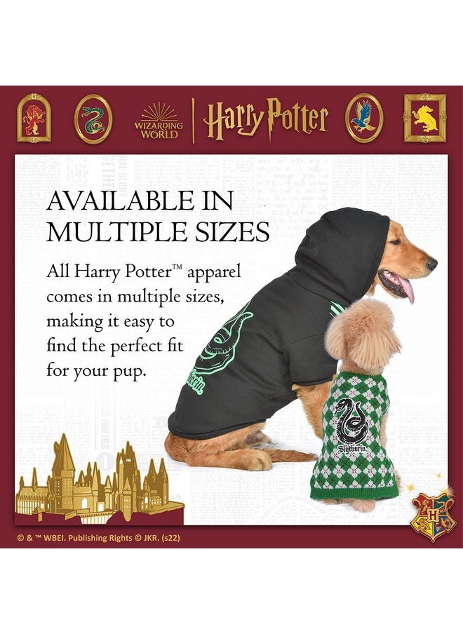 Harry Potter - Harry Potter Slytherin Pet Hoodie with Faux Scarf - Medium | Harry Potter Accessories for Dogs | Harry Potter Dog Accessories for Hogwarts Houses, Slytherin Black - Image 1