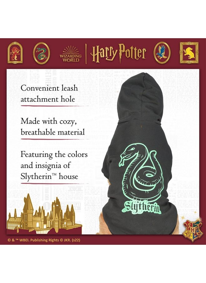 Harry Potter - Harry Potter Slytherin Pet Hoodie with Faux Scarf - Medium | Harry Potter Accessories for Dogs | Harry Potter Dog Accessories for Hogwarts Houses, Slytherin Black - Image 1