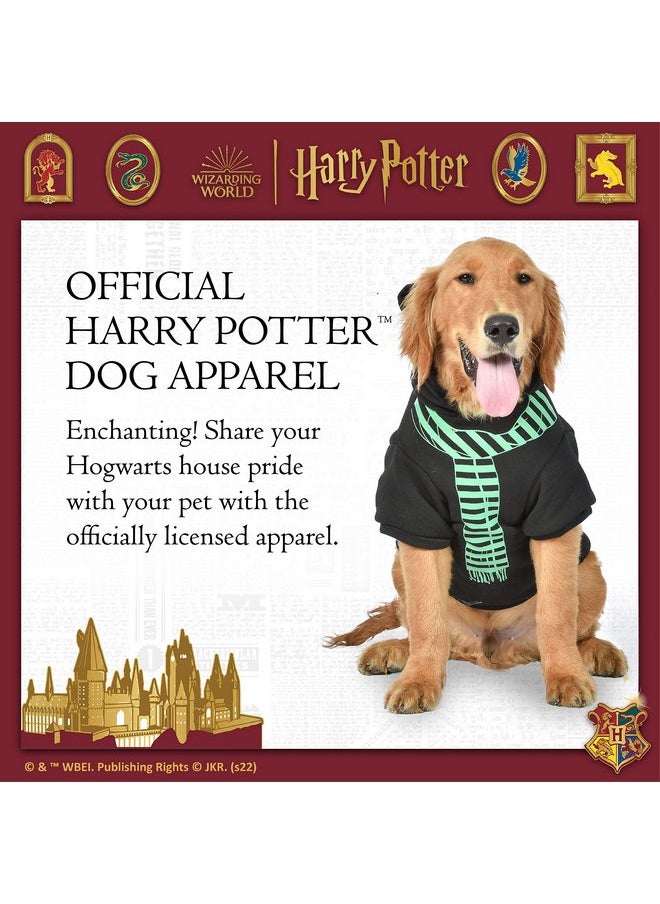 Harry Potter - Harry Potter Slytherin Pet Hoodie with Faux Scarf - Medium | Harry Potter Accessories for Dogs | Harry Potter Dog Accessories for Hogwarts Houses, Slytherin Black - Image 1