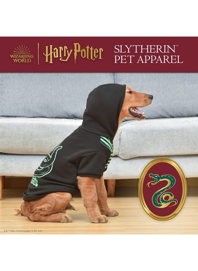 Harry Potter - Harry Potter Slytherin Pet Hoodie with Faux Scarf - Medium | Harry Potter Accessories for Dogs | Harry Potter Dog Accessories for Hogwarts Houses, Slytherin Black - Image 1