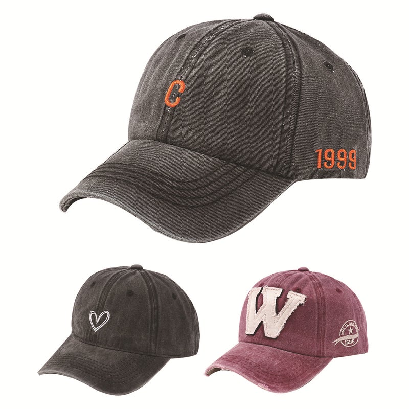 Cross-border men's and women's European and American baseball cap embroidery love W letter C standard washing old cap hiking - Image 2